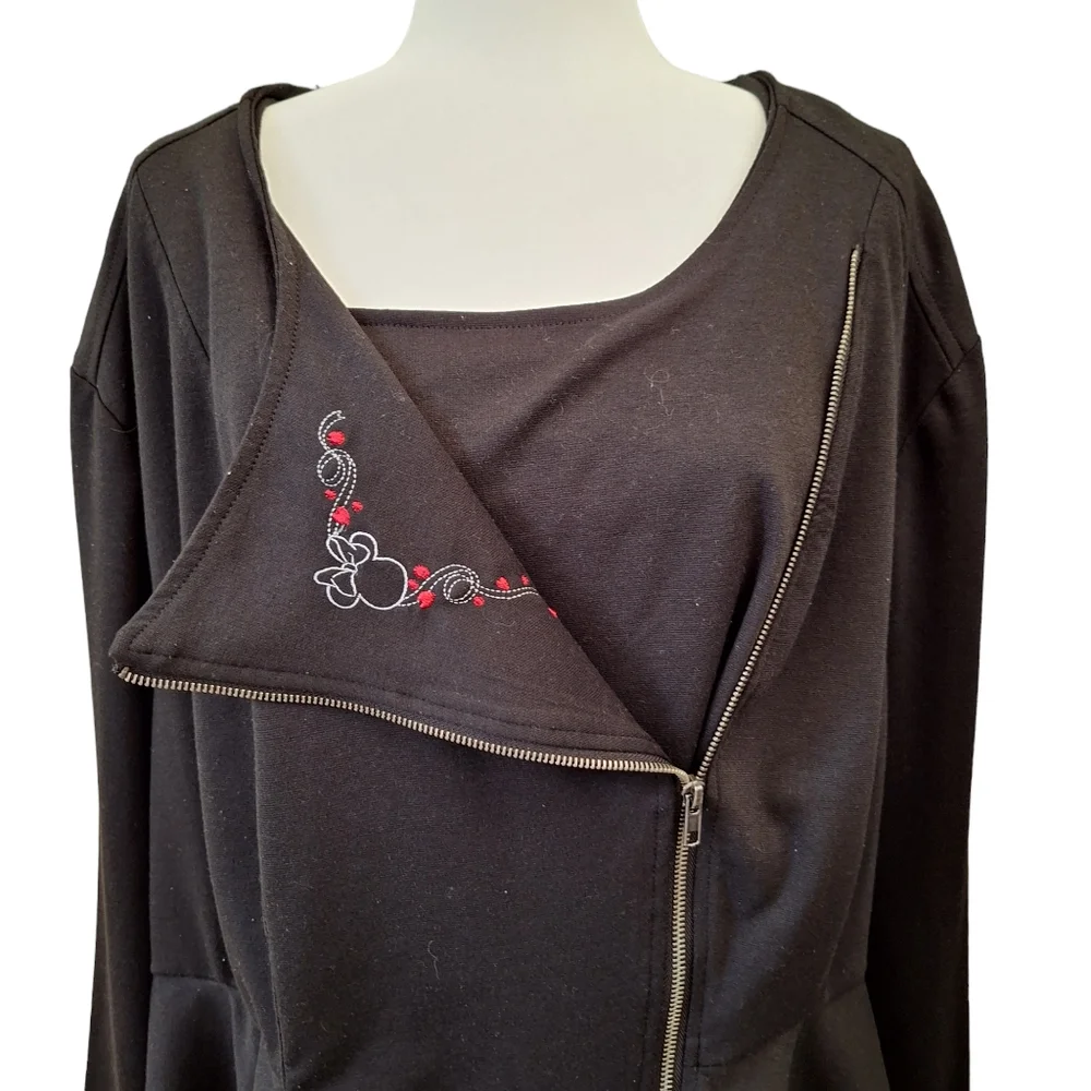 Torrid Disney Collection Minnie Mouse Black Peplum Moto Knit Jacket Plus Sz5 5X - Picture 4 of 11